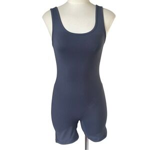 West of Melrose Women Sleeveless Scoop Neck Bodycon Romper Bodysuit black Grey S